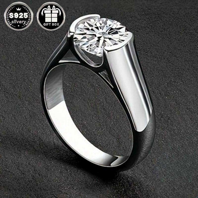 Sterling Silver Ring 3 Carat Cubic Zirconia Engagement Wedding Anniversary Jewelry
