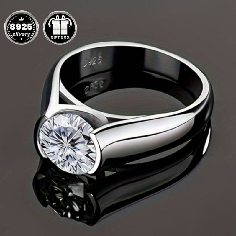 Sterling Silver Ring 3 Carat Cubic Zirconia Engagement Wedding Anniversary Jewelry