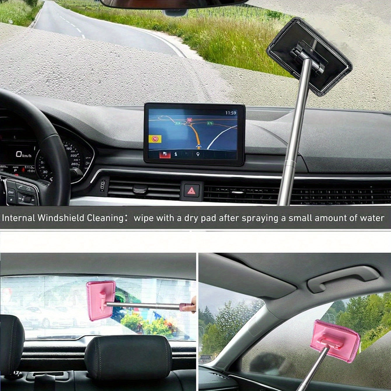 Инструмент для очистки автомобильных окон, микрофибровая ткань, съемная ручка, щетка для ветрового стекла