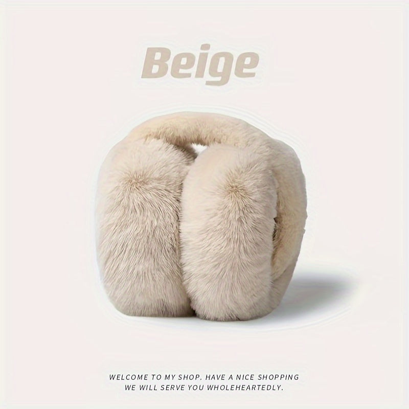 Auriculares plegables ajustables para mujer, de felpa de poliéster suave, para invierno, calidez