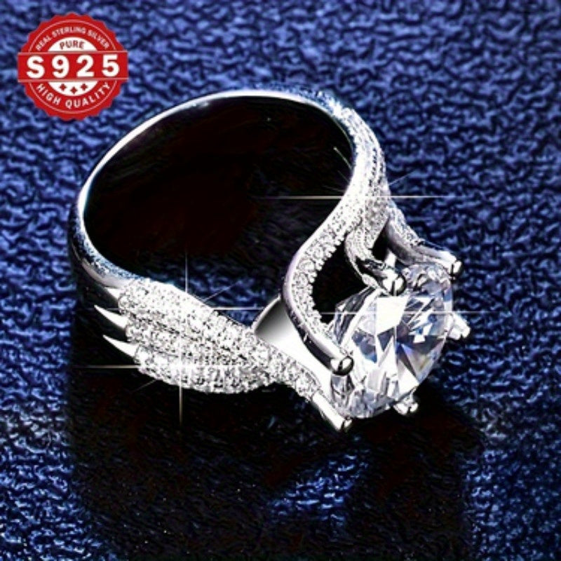 Sterling Silver Ring for Women with Zirconia Engagement Wedding Jewelry 6 Prong