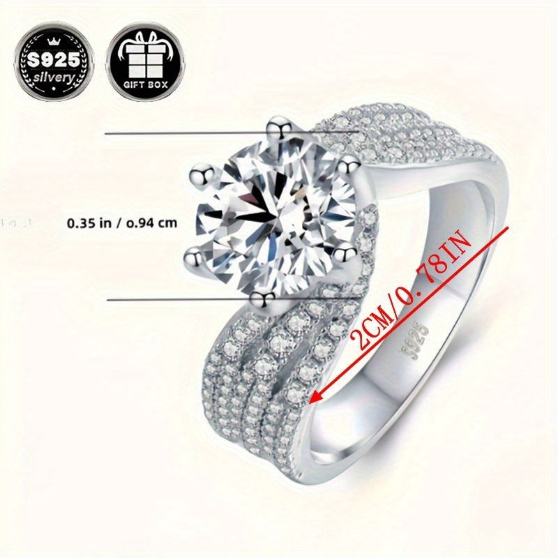Sterling Silver Ring for Women with Zirconia Engagement Wedding Jewelry 6 Prong