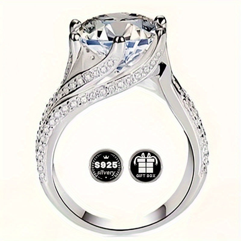 Sterling Silver Ring for Women with Zirconia Engagement Wedding Jewelry 6 Prong