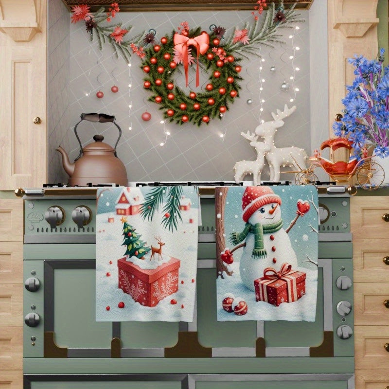 Set of 2 Christmas Kitchen Towels 45x66 cm Polyester Woven Machine Washable