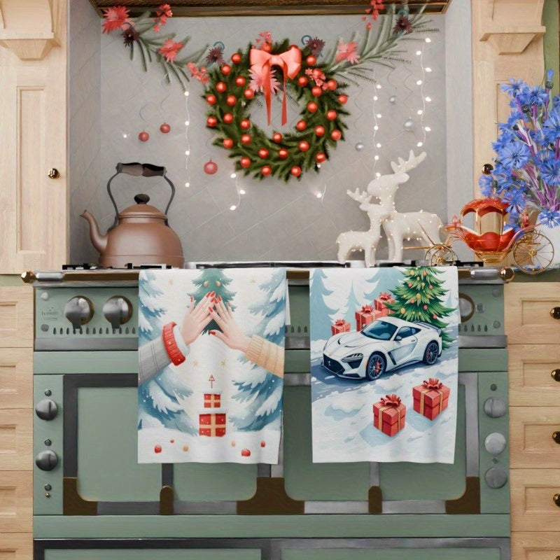 Set of 2 Christmas Kitchen Decorations 18x66cm Holiday Home Decor