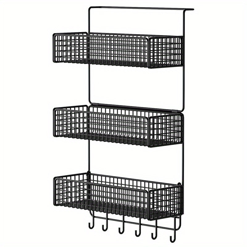 Estante de almacenamiento de cocina de metal de múltiples capas con soporte para film transparente y montaje en pared