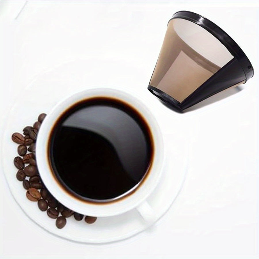 Premium Stainless Steel Reusable No.4 Cone Coffee Filter Basket bilan kofe tajribangizni yangi darajaga olib chiqing! Bu filtr Cuisinart, Ninja va boshqa drip kofe tayyorlovchilar bilan mos keladi, har safar yanada mazali qahva tayyorlashni ta'minlaydi.