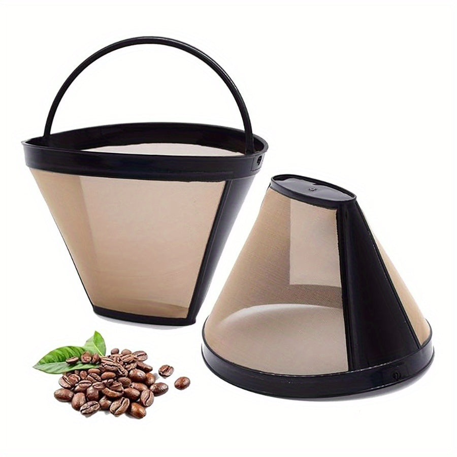 Premium Stainless Steel Reusable No.4 Cone Coffee Filter Basket bilan kofe tajribangizni yangi darajaga olib chiqing! Bu filtr Cuisinart, Ninja va boshqa drip kofe tayyorlovchilar bilan mos keladi, har safar yanada mazali qahva tayyorlashni ta'minlaydi.