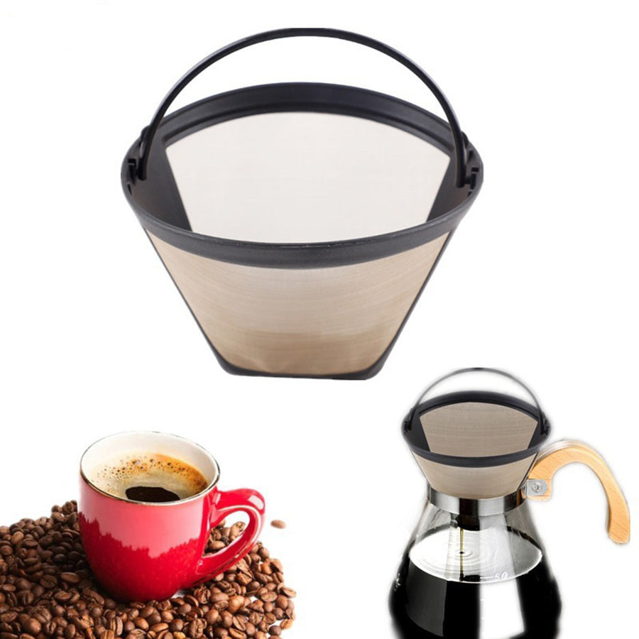 Premium Stainless Steel Reusable No.4 Cone Coffee Filter Basket bilan kofe tajribangizni yangi darajaga olib chiqing! Bu filtr Cuisinart, Ninja va boshqa drip kofe tayyorlovchilar bilan mos keladi, har safar yanada mazali qahva tayyorlashni ta'minlaydi.