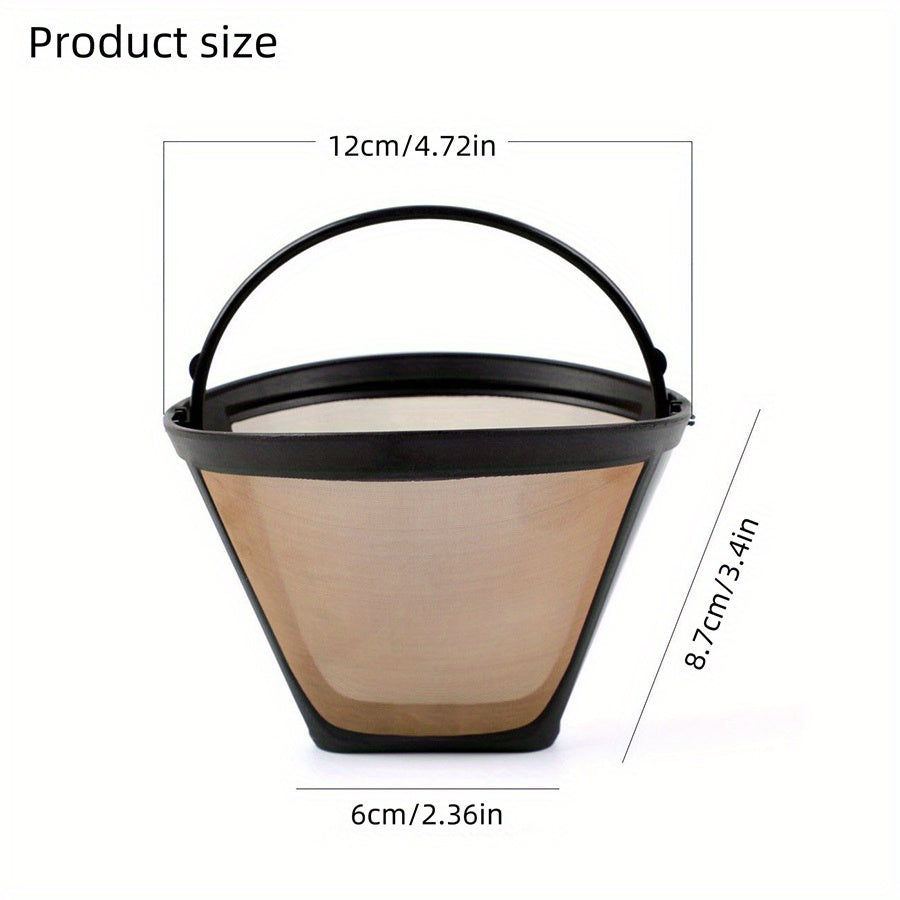 Premium Stainless Steel Reusable No.4 Cone Coffee Filter Basket bilan kofe tajribangizni yangi darajaga olib chiqing! Bu filtr Cuisinart, Ninja va boshqa drip kofe tayyorlovchilar bilan mos keladi, har safar yanada mazali qahva tayyorlashni ta'minlaydi.