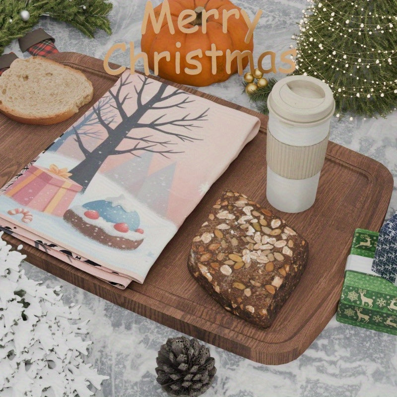 Christmas Kitchen Towel 18x66cm Reusable Festive Dish Cloth for Holiday Cooking