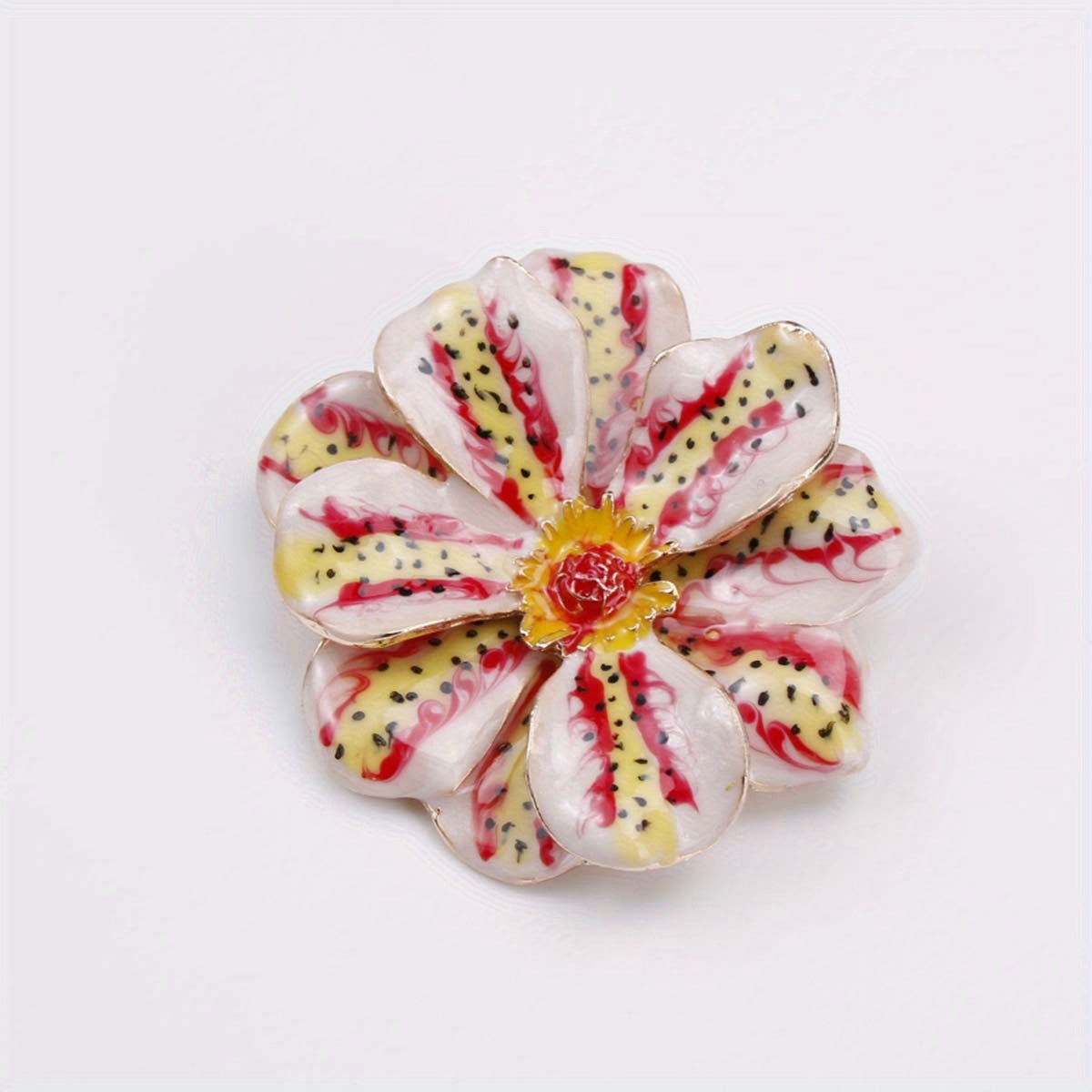 Enamel Floral Brooch Pin with Oil Drip Pattern for Men and Women