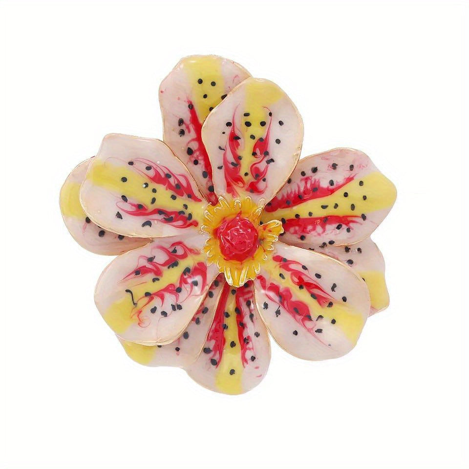 Enamel Floral Brooch Pin with Oil Drip Pattern for Men and Women