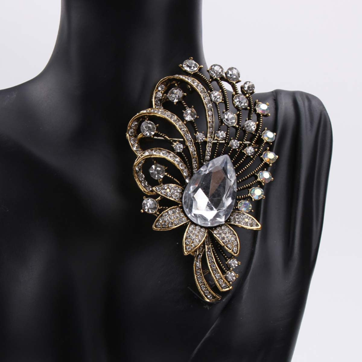 Women's Enamel and Rhinestone Brooch Pin Irregular Zirconia Accent Jewelry