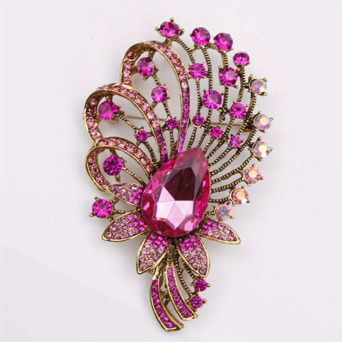 Women's Enamel and Rhinestone Brooch Pin Irregular Zirconia Accent Jewelry