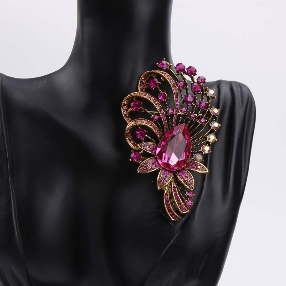 Women's Enamel and Rhinestone Brooch Pin Irregular Zirconia Accent Jewelry