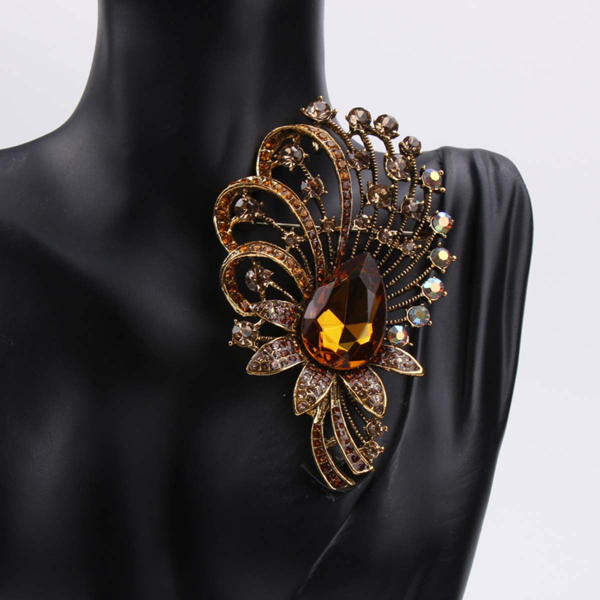 Women's Enamel and Rhinestone Brooch Pin Irregular Zirconia Accent Jewelry