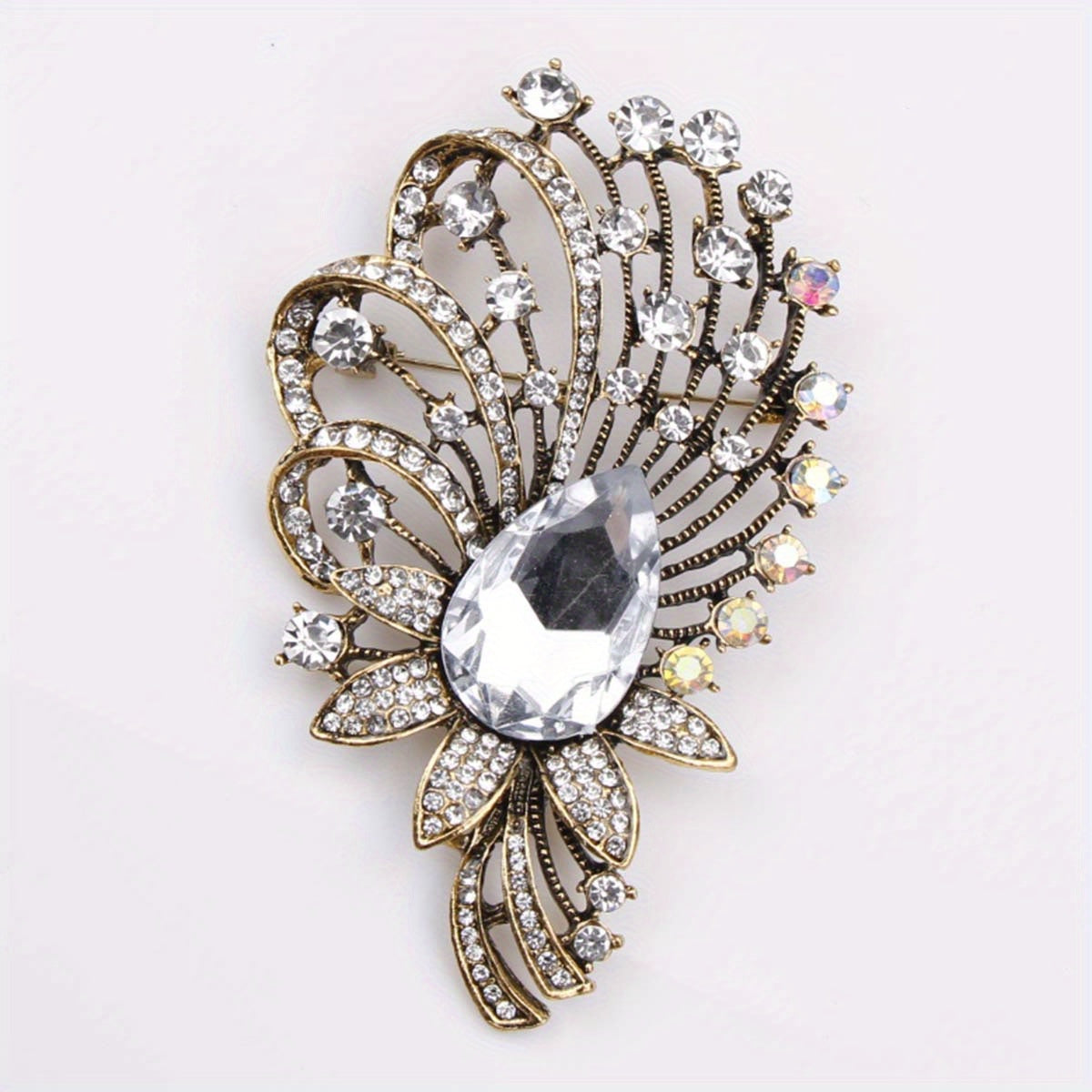 Women's Enamel and Rhinestone Brooch Pin Irregular Zirconia Accent Jewelry