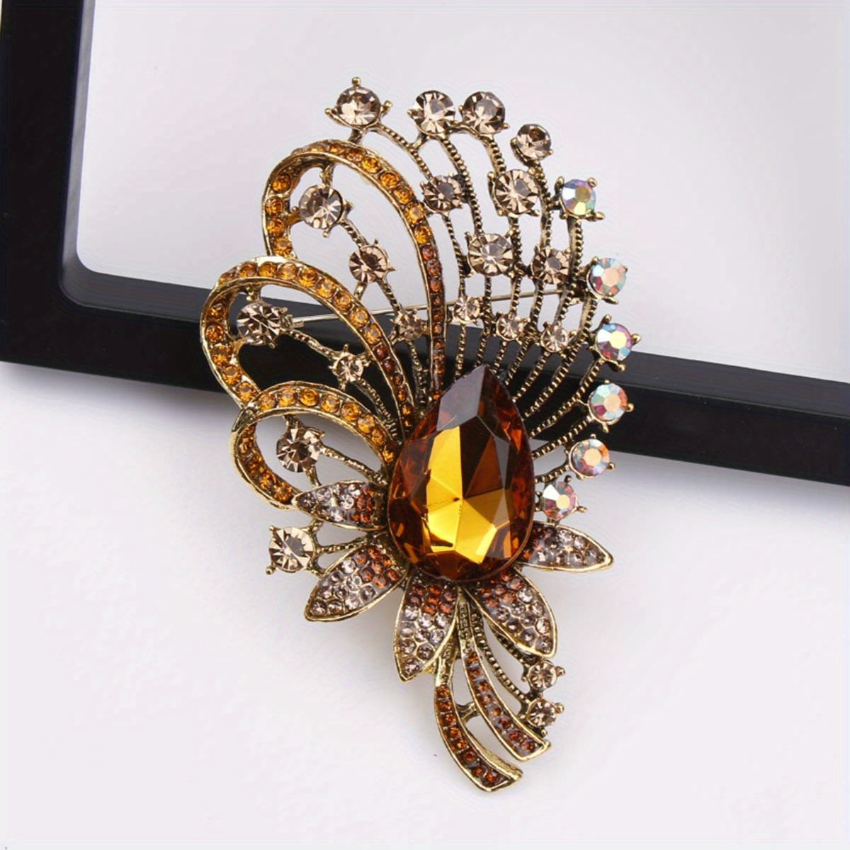 Women's Enamel and Rhinestone Brooch Pin Irregular Zirconia Accent Jewelry
