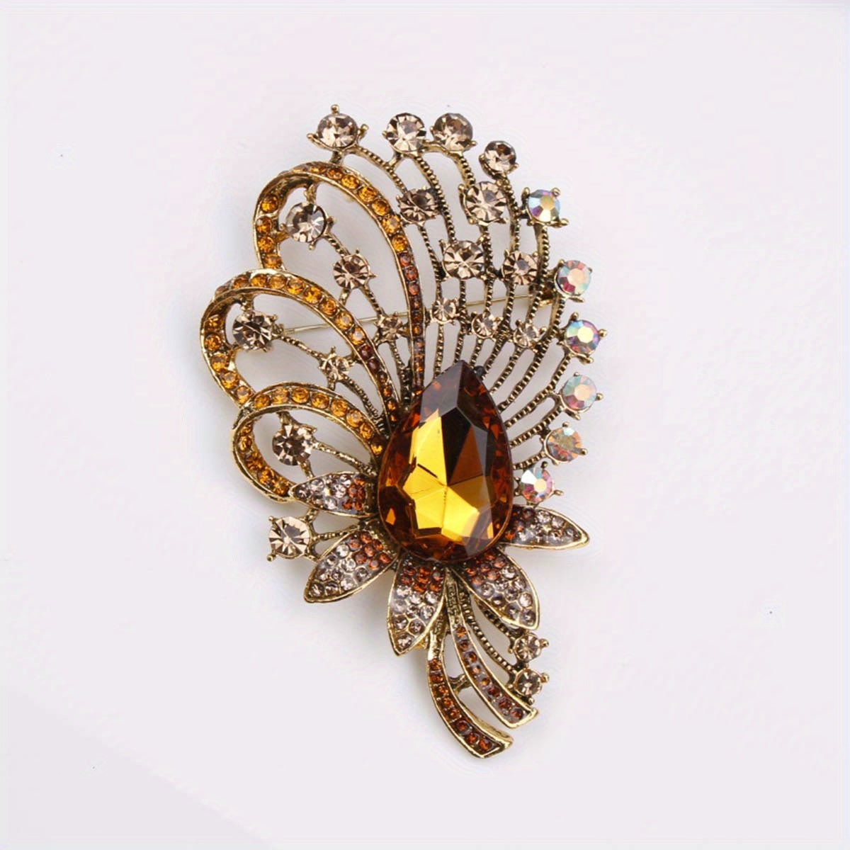 Women's Enamel and Rhinestone Brooch Pin Irregular Zirconia Accent Jewelry