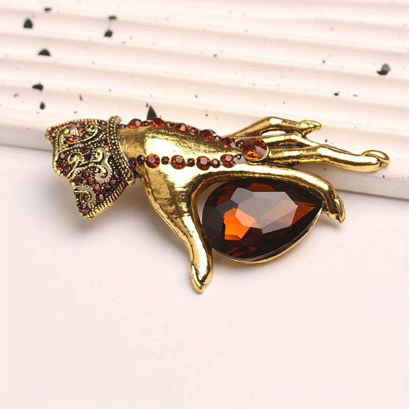 Enamel Hand-Shaped Brooch Pin with Rhinestone Detail for Parties and Casual Wear