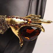 Enamel Hand-Shaped Brooch Pin with Rhinestone Detail for Parties and Casual Wear