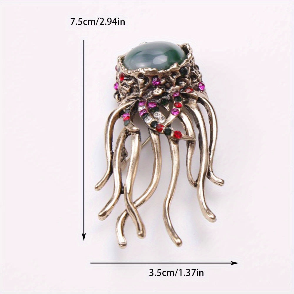Jellyfish Brooch with Rhinestones Ocean-Inspired Jewelry for Women