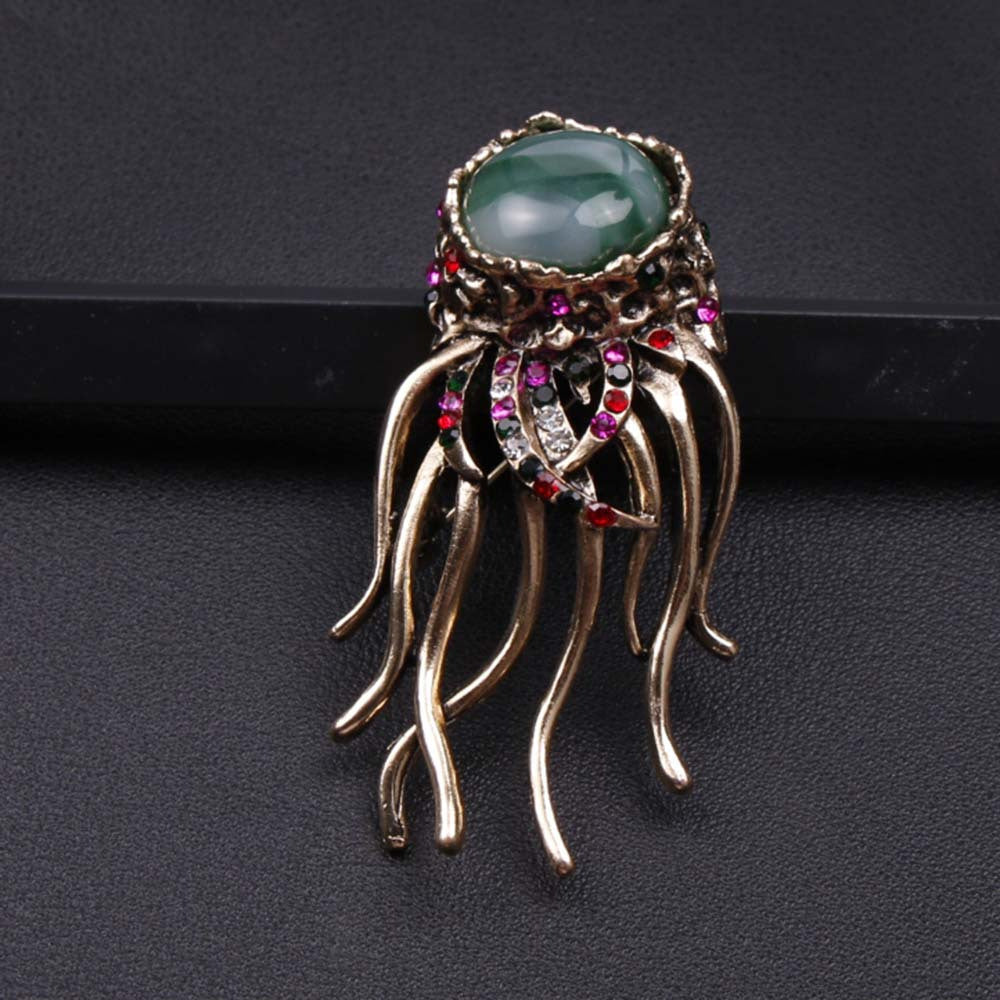 Jellyfish Brooch with Rhinestones Ocean-Inspired Jewelry for Women