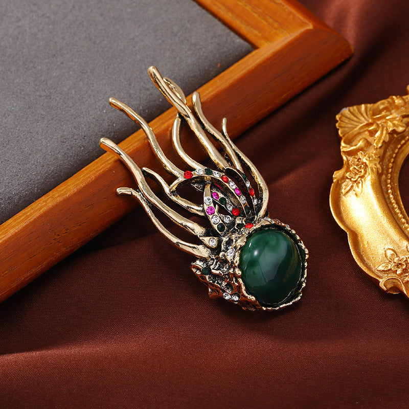 Jellyfish Brooch with Rhinestones Ocean-Inspired Jewelry for Women