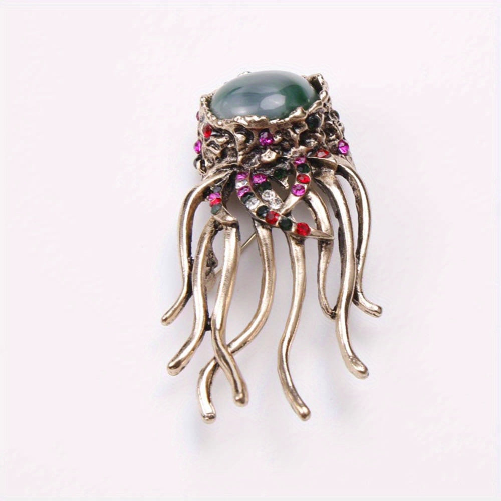 Jellyfish Brooch with Rhinestones Ocean-Inspired Jewelry for Women