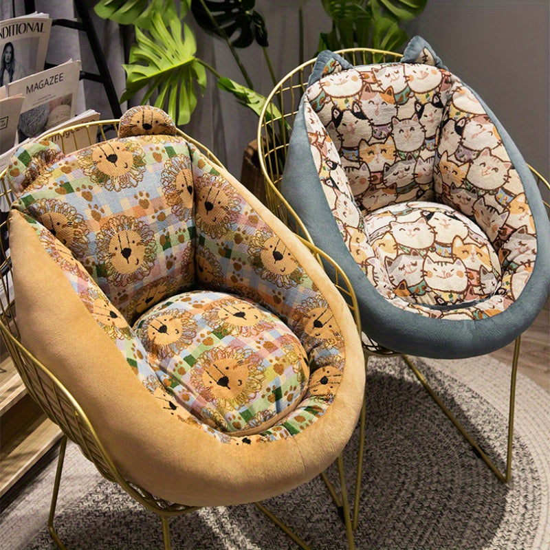 Cozy Oval Lazy Sofa with Knitted Gray Fabric and Thick Cushioned Seat