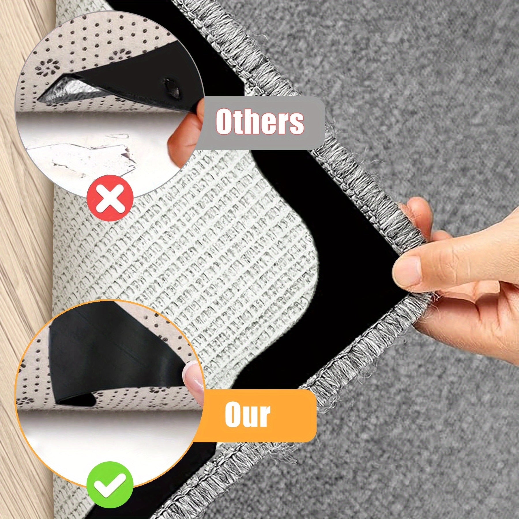 Package of 12 Non-Slip Rug Gripper Tape with Double-Sided Carpet Corner Grippers