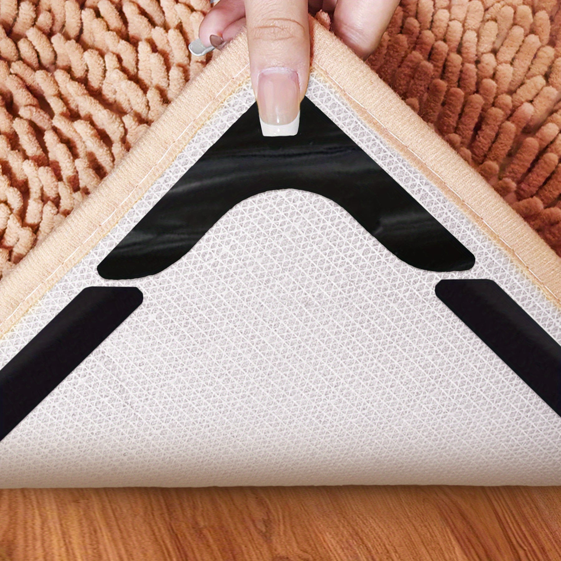 Package of 12 Non-Slip Rug Gripper Tape with Double-Sided Carpet Corner Grippers