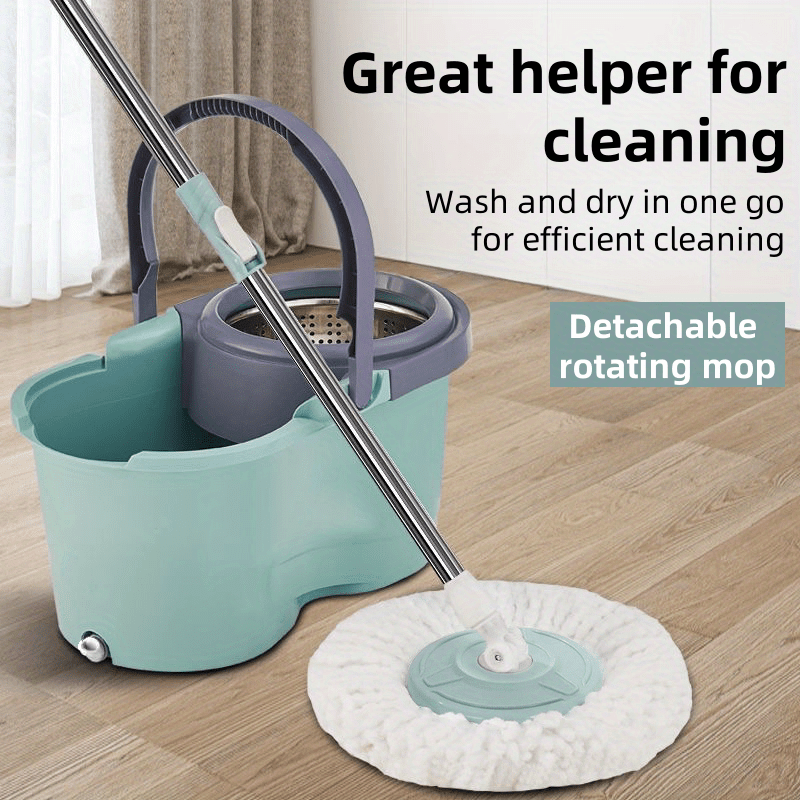 Dual Power Rotating Mop with Bucket for Wet and Dry Floor Cleaning