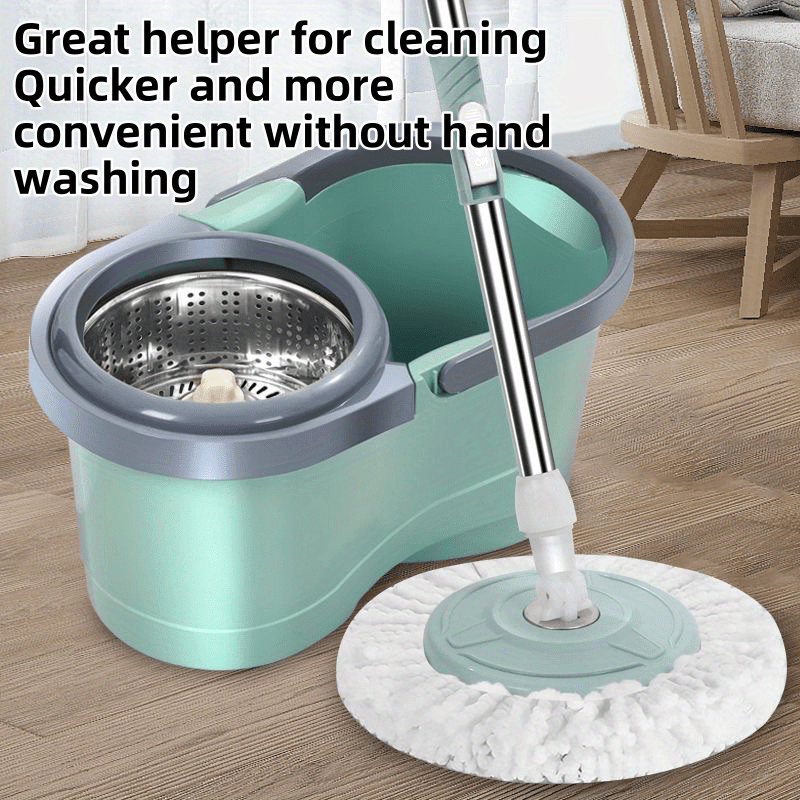 Dual Power Rotating Mop with Bucket for Wet and Dry Floor Cleaning
