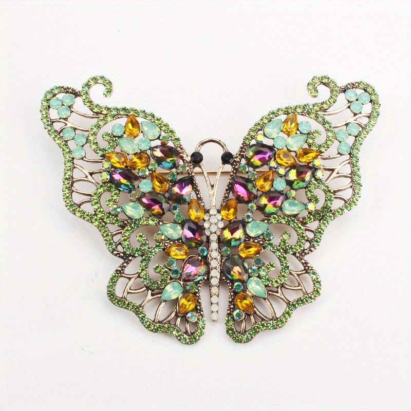 Vintage Butterfly Brooch Water Crystal Diamond Irregular Shape Jewelry for Women