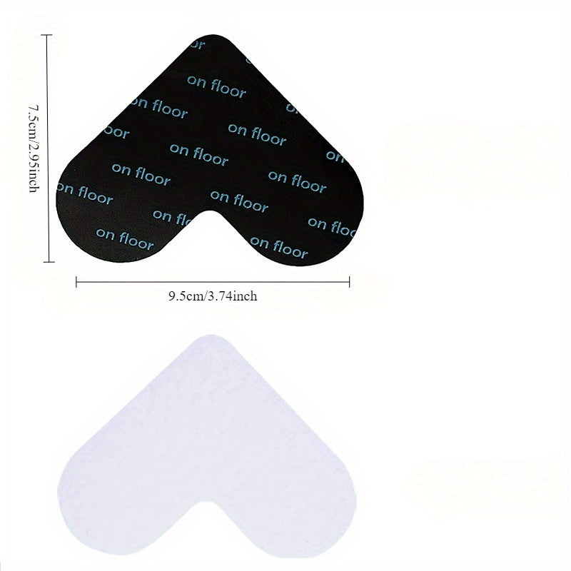 Set of 4 Heart-Shaped Carpet Gripper Stickers Anti-Skid Mats for Rugs and Carpets