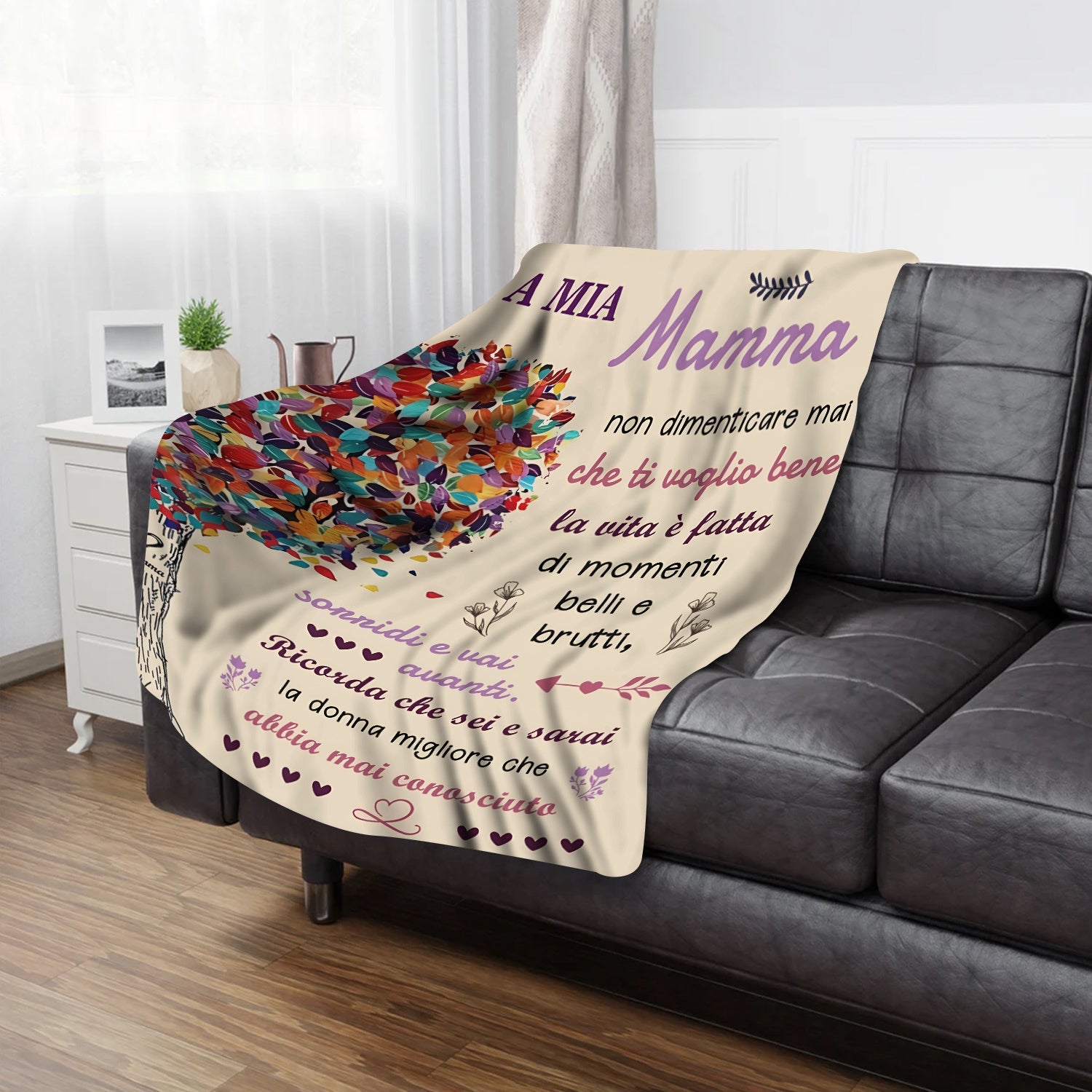 Printed Italian-Inspired Cozy Flannel Throw Blanket for Mom All-Season Lodge Style Mixed Color