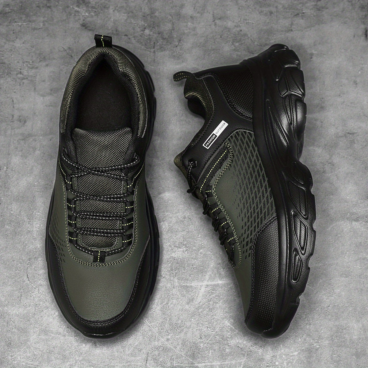 Men's Casual Shoes for Running Hiking Breathable Mesh PU Upper Low Top