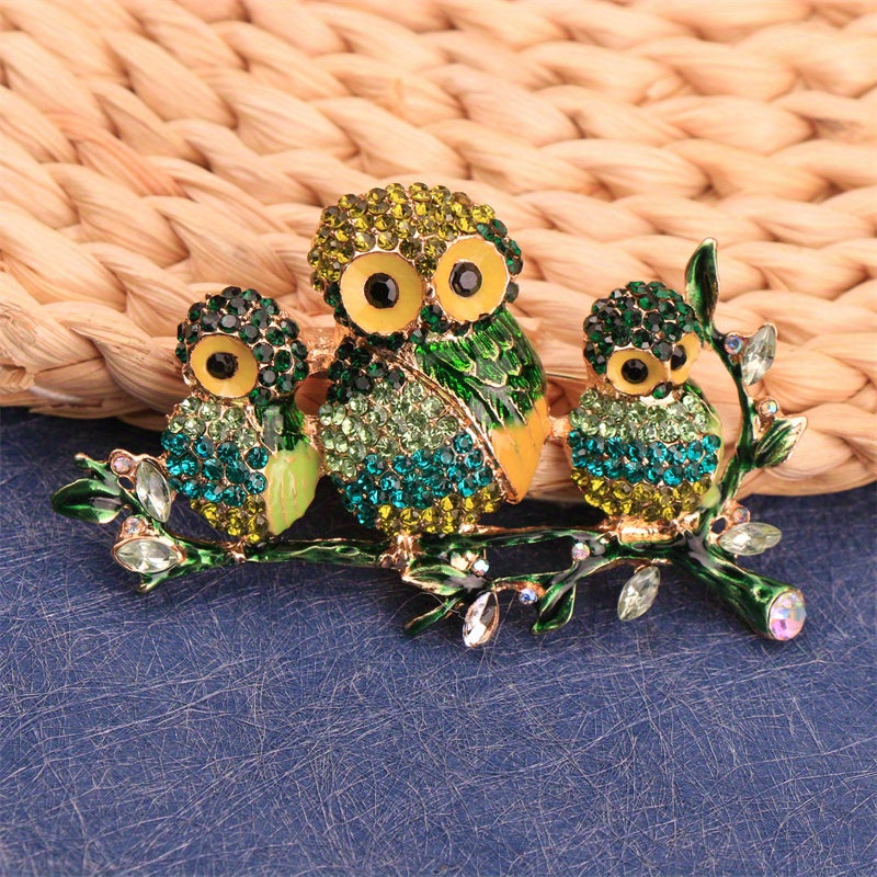 Women’s Rhinestone Owl Brooch Pin Stylish Quirky Jewelry for Outfits and Gifts