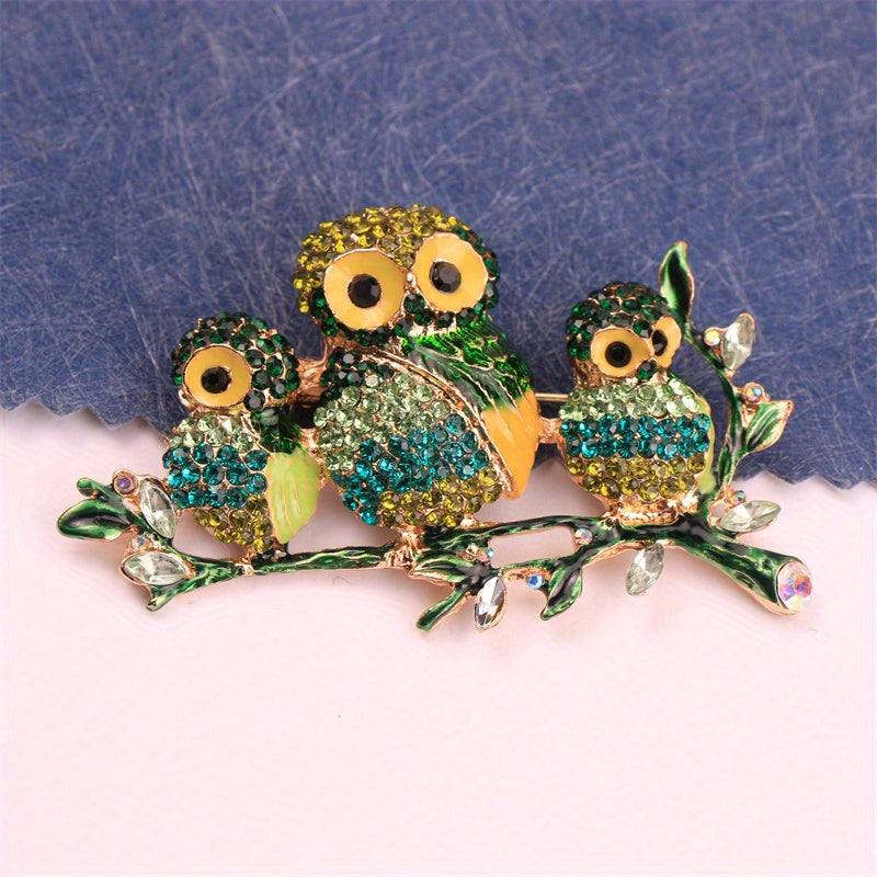 Women’s Rhinestone Owl Brooch Pin Stylish Quirky Jewelry for Outfits and Gifts