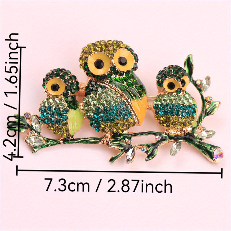 Women’s Rhinestone Owl Brooch Pin Stylish Quirky Jewelry for Outfits and Gifts