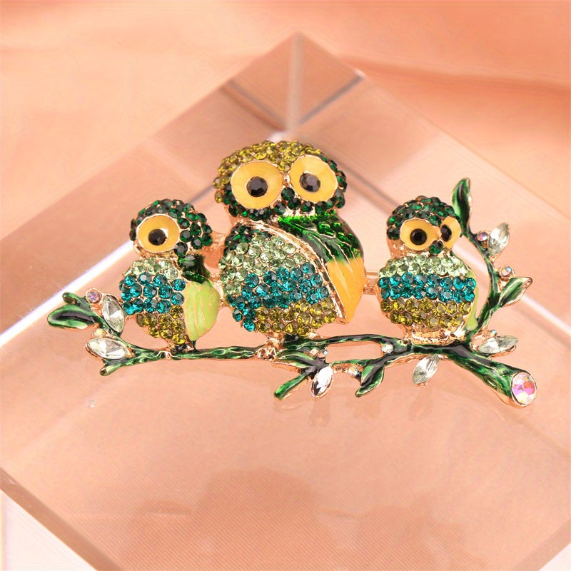Women’s Rhinestone Owl Brooch Pin Stylish Quirky Jewelry for Outfits and Gifts