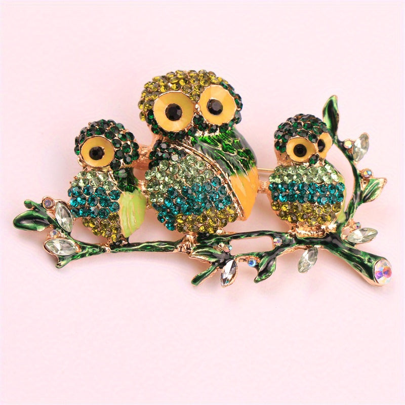 Women’s Rhinestone Owl Brooch Pin Stylish Quirky Jewelry for Outfits and Gifts
