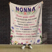 Shaxsiylashtirilgan matnli bosma bilan yumshoq italiyalik flanel ko'rpa, sovg'a sifatida mukammal.