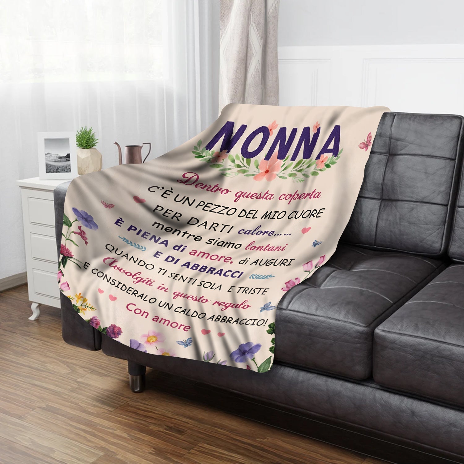 Italian Flannel Blanket with Personalized Text Print for Gift Use