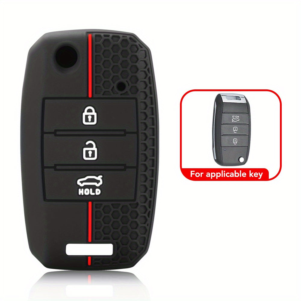 Key Fob Cover Silicone Car Key Protector for SUV Sedan with Red Accents