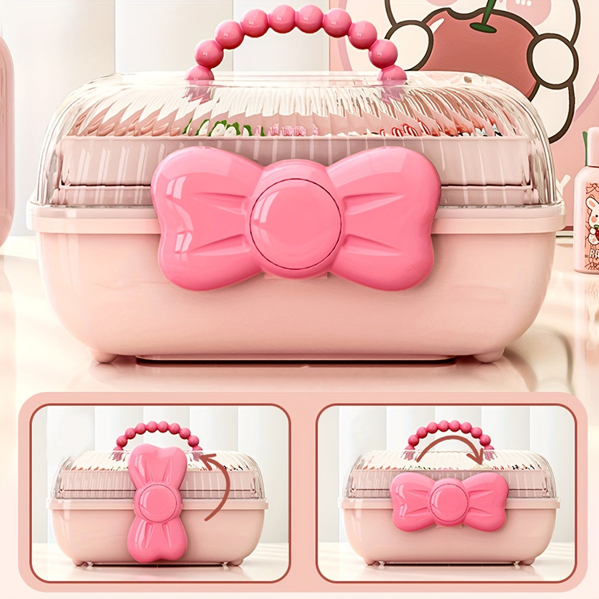 Пластиковый органайзер для украшений с бантиком для аксессуаров для волос и рукоделия