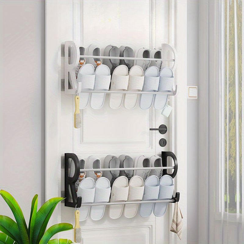 Stainless Steel Wall Mounted Shoe Rack for 1 Pair No-Drill Door Hanging Organizer