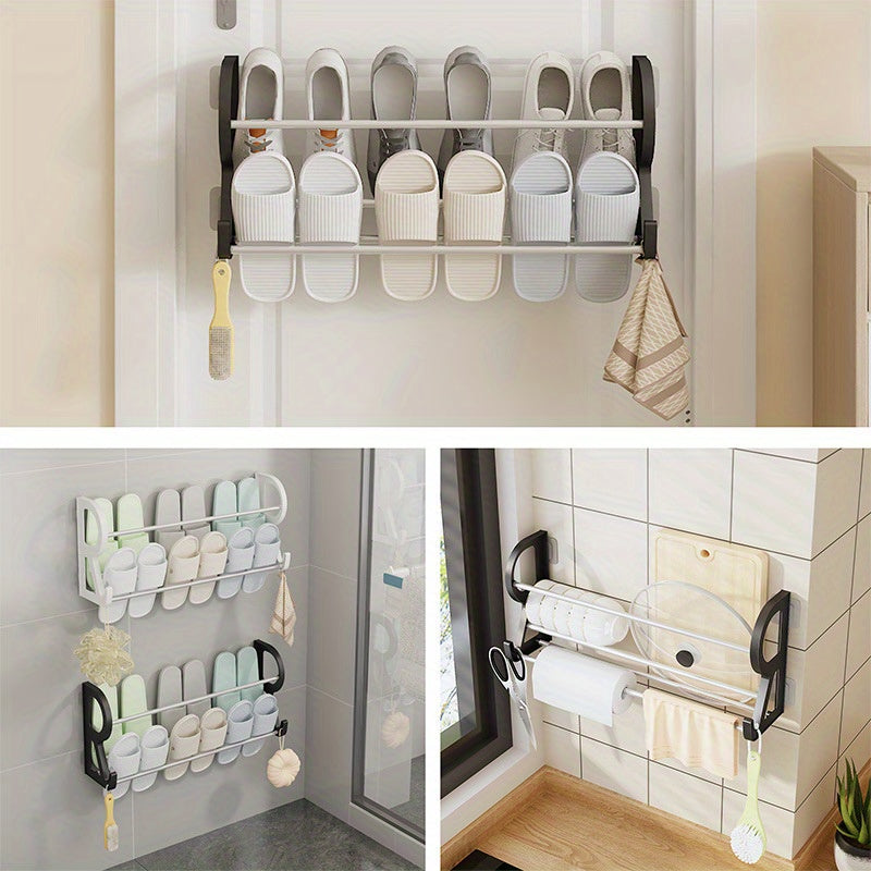 Stainless Steel Wall Mounted Shoe Rack for 1 Pair No-Drill Door Hanging Organizer